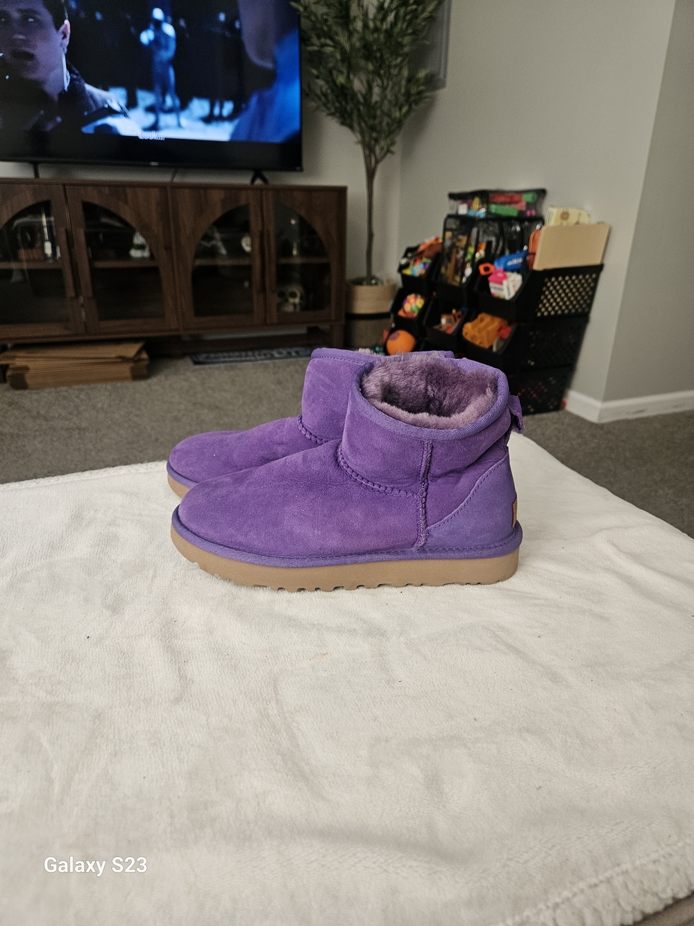 UGG Classic Mini II Purple Suede Sheepskin Boots Women's Size 6 EU 37